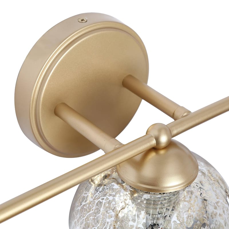 Modern Gold 3-Light Linear Bathroom Vanity Lights with Mercury Glass - 21" L x 6.8" W x 8" H