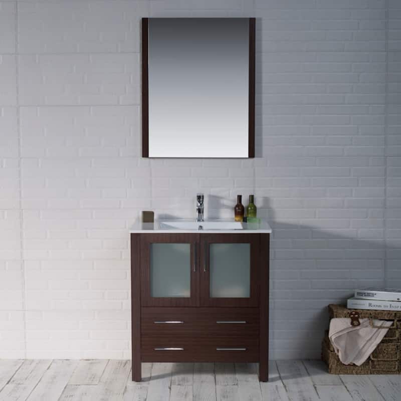 Blossom Solid Wood Double Bathroom Vanity w/ Ceramic Sink & Base