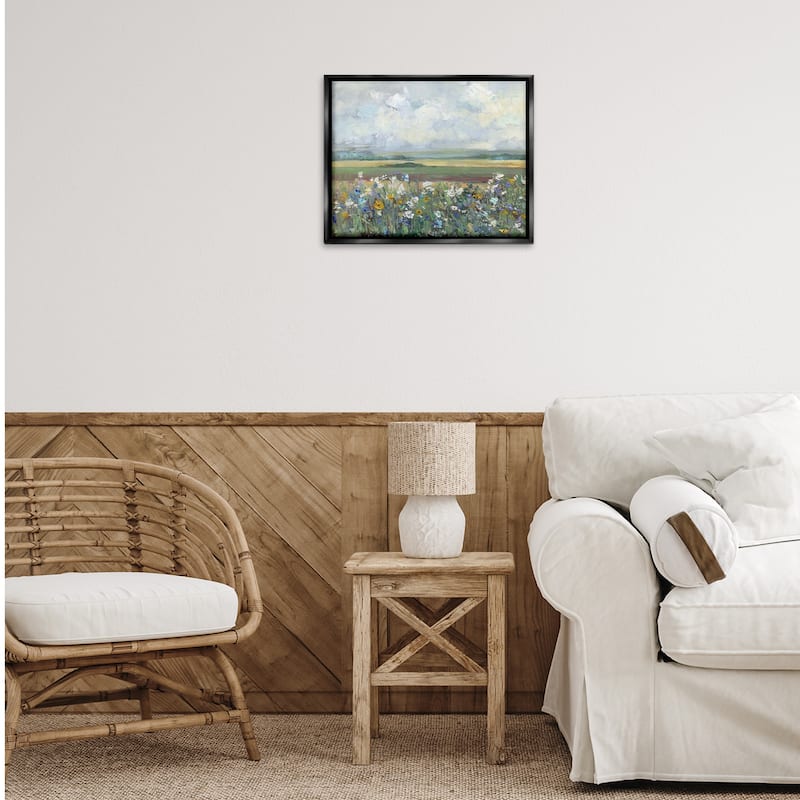 Stupell County Meadow Clouds Overhead Framed Floater Canvas Wall Art Design By Sally Swatland