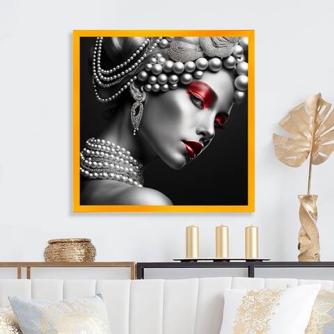 Designart "Vintage Elegance VI" Fashion Woman Framed Art Print