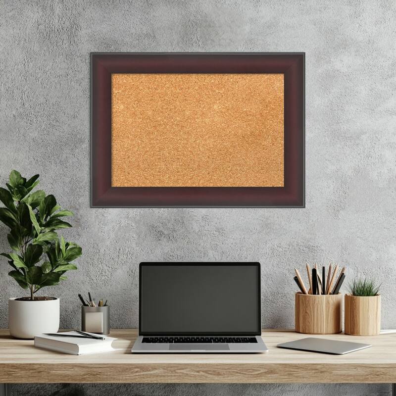 Grand Cherry Narrow Framed Cork Board - Bulletin Board, Organization Board, Pin Board
