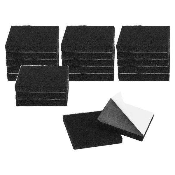 20pcs Furniture Pads Square 1 3/8" Self-stick Anti-scratch Felt Pads Reduce Noise for Chair Feet Floor Protector Black