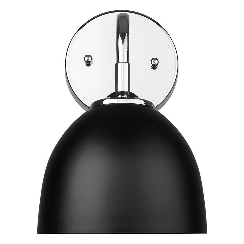 Golden Lighting Zoey 10" Tall Bathroom Sconce with Black Shade - Chrome