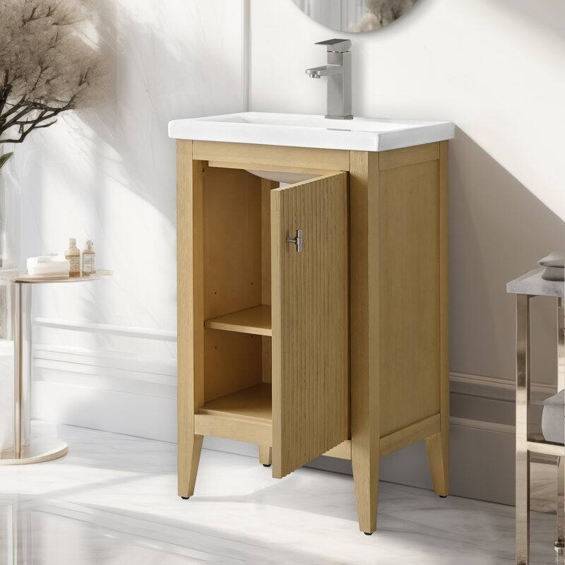 Vanity Art 20" Single Sink Bathroom Vanity Cabinet with Ceramic Top