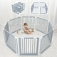 preview thumbnail 9 of 27, Baby Playpen & Baby Gate for Toddler and Babies, Foldable Wooden Large Shape Playpen with Locking Gate by Comfy Cubs Pacific Blue