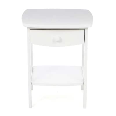 White Wood Contemporary 1-Drawer Bedside Table Nightstand