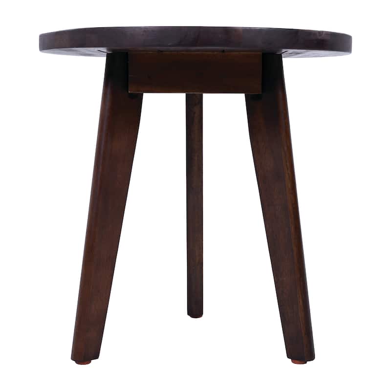 Roomfitters Solid Acacia Wood Round Side Table, Mid-Century Accent End Table for Living Room or Patio