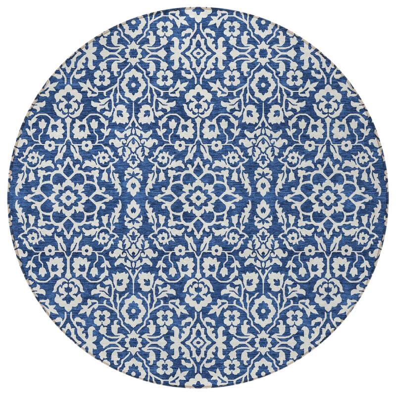 HomeRoots Damask Traditional Rectangle Outdoor Rug
