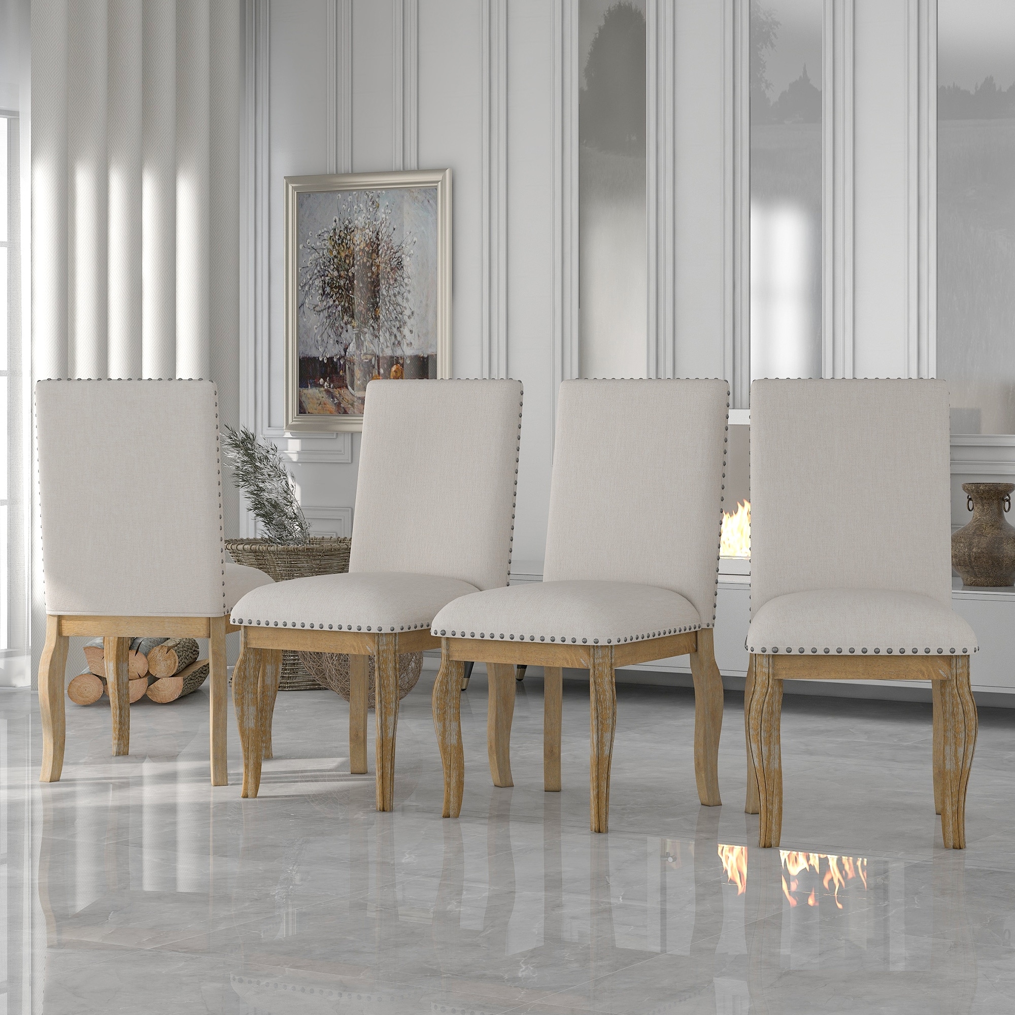 Nailhead dining chairs set of sale 4
