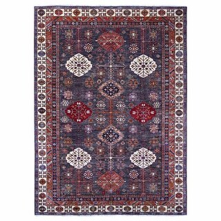 Shahbanu Rugs Graphite Gray Tribal Medallions Natural Dyes Hand Knotted ...