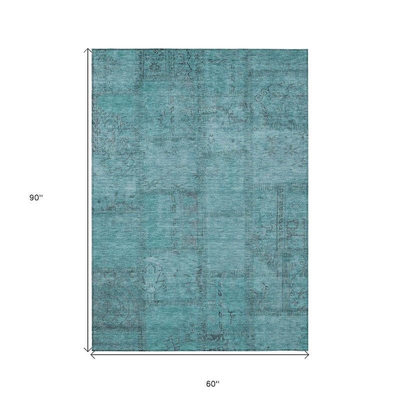 HomeRoots Patchwork Transitional Rectangle Outdoor Rug