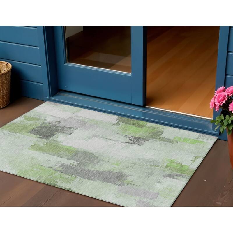 HomeRoots Abstract Transitional Rectangle Outdoor Rug - 3' x 5'