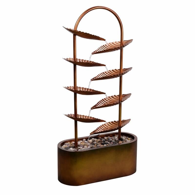 Country Rustic Cascading Leaf Outdoor Garden Water Fountain - 47.25"