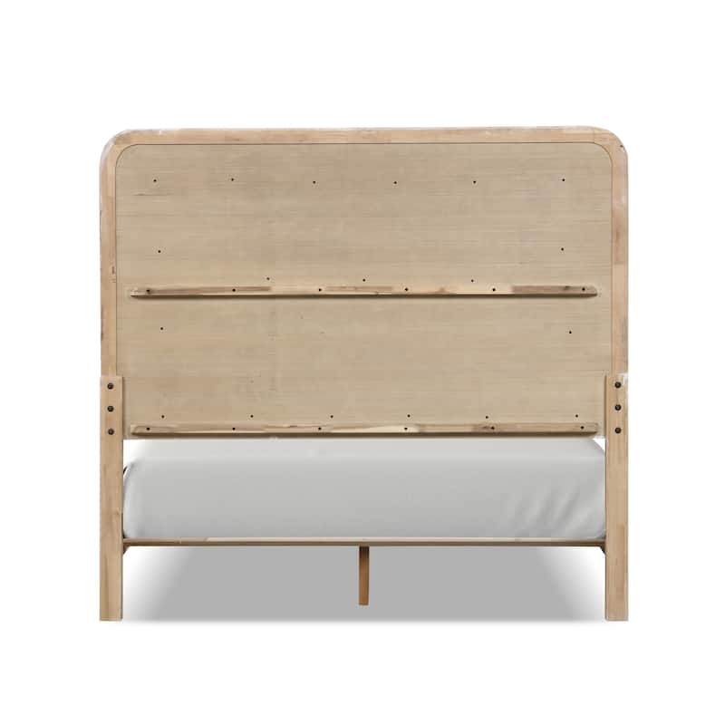 Furniture of America Elowyn Modern Natural Solid Wood Upholstered Channel Panel Bed