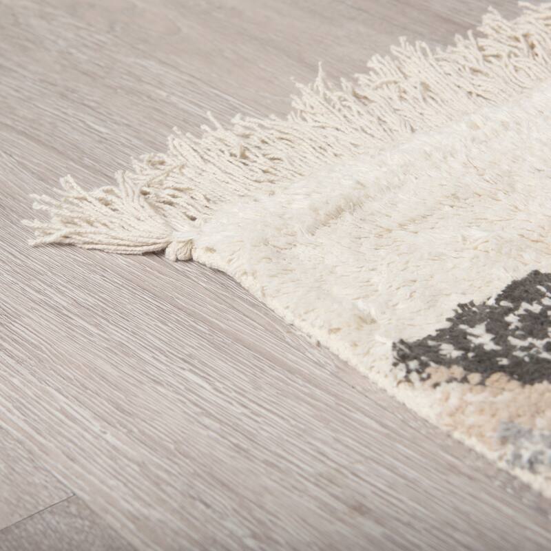 Carla 5x8 Earthy Neutrals Patterned Cotton Area Rug - 96.0L x 60.0W x 1.0H