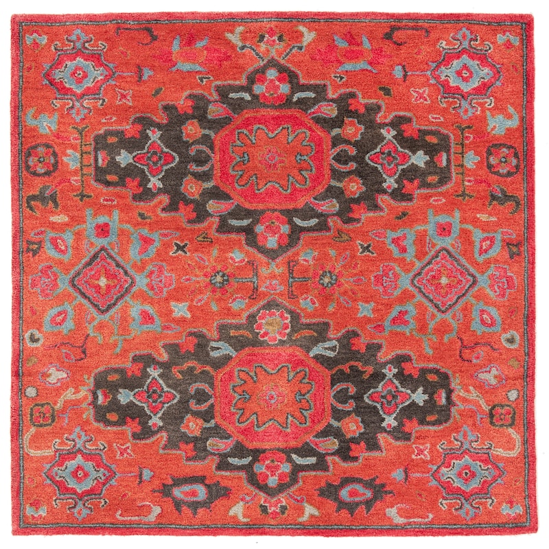 SAFAVIEH Handmade Heritage Krystelle Traditional Oriental Wool Rug - 6' Square - Rust/Multi