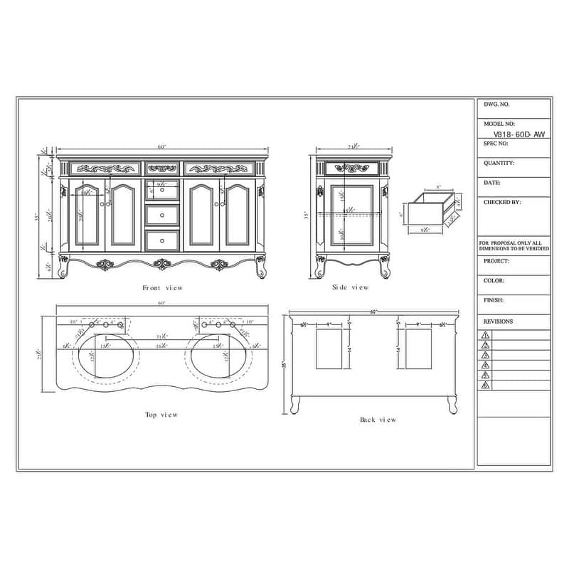 60" Double Bathroom Vanity Sink