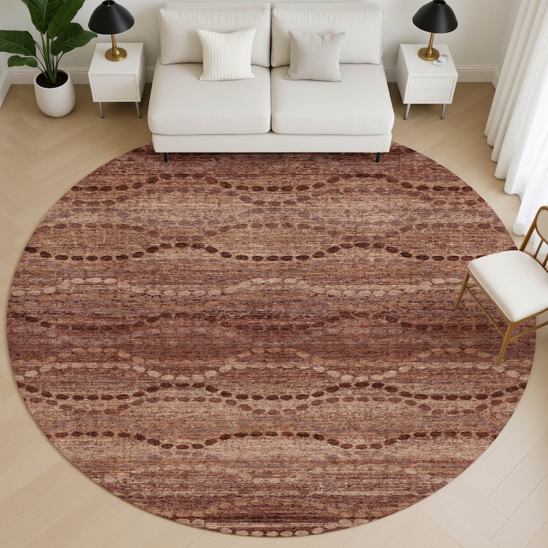 Premium Washable Super Soft Boho Stripes Mayfield Rug - Paprika - 8' x 8'