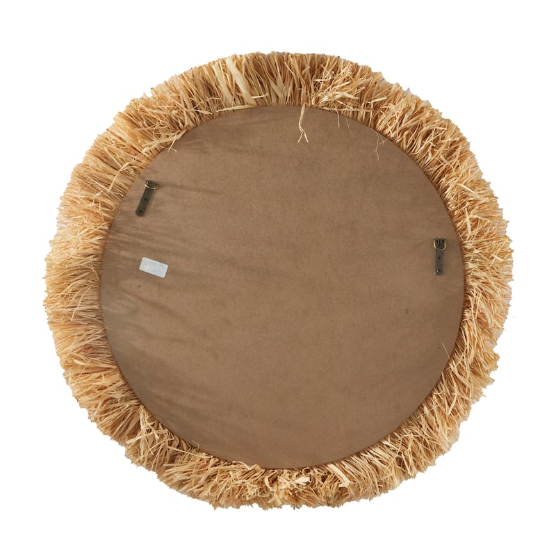 Seagrass Wall Mirror with Fringe Detailing - Light Brown - Roche River Decor - 1"W x 35"L x 35"H