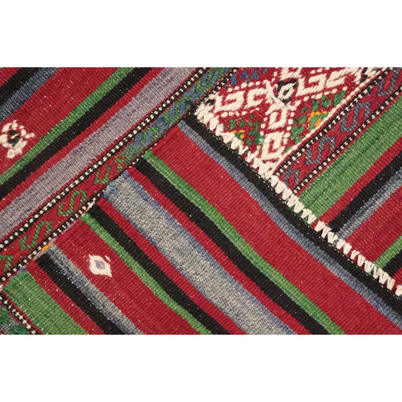 Hand Woven Oriental 100% Wool Carpet Southwestern Tribal Multi-Colored Kilim Area Rug - 7' 4'' X 5' 0''