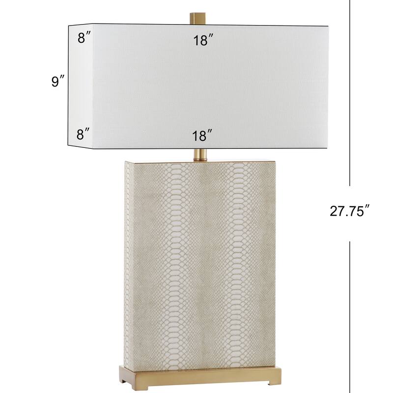 SAFAVIEH Lighting 28-inch Joyce Faux Snakeskin Cream Table Lamp (Set of 2) - 18"x8 "x27.75"
