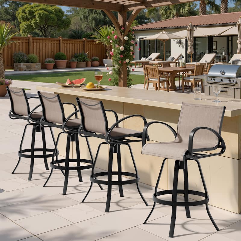 30''H Pellebant Outdoor Patio All-Aluminum Premium Swivel Bar Stools with Sunbrella Fabric