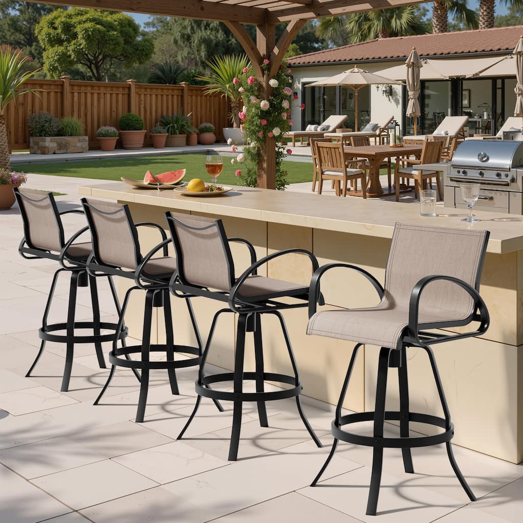 30''H Pellebant Outdoor Patio All-Aluminum Premium Swivel Bar Stools with Sunbrella Fabric