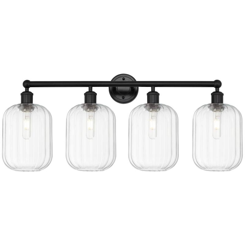 Innovations Lighting Endless Possibilities Edison - Preston - 4 Light 34" Jar Shade Bath Vanity Light - Clear/Matte Black