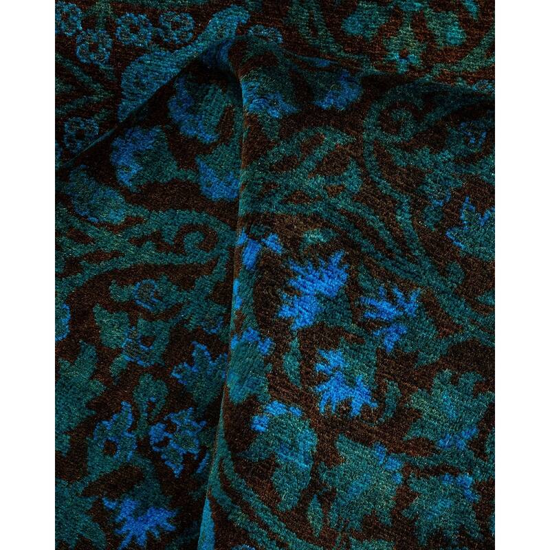 Overton Hand Knotted Wool Vintage Inspired Modern Contemporary Overdyed Black Runner Rug - 3' 0" x 14' 4"