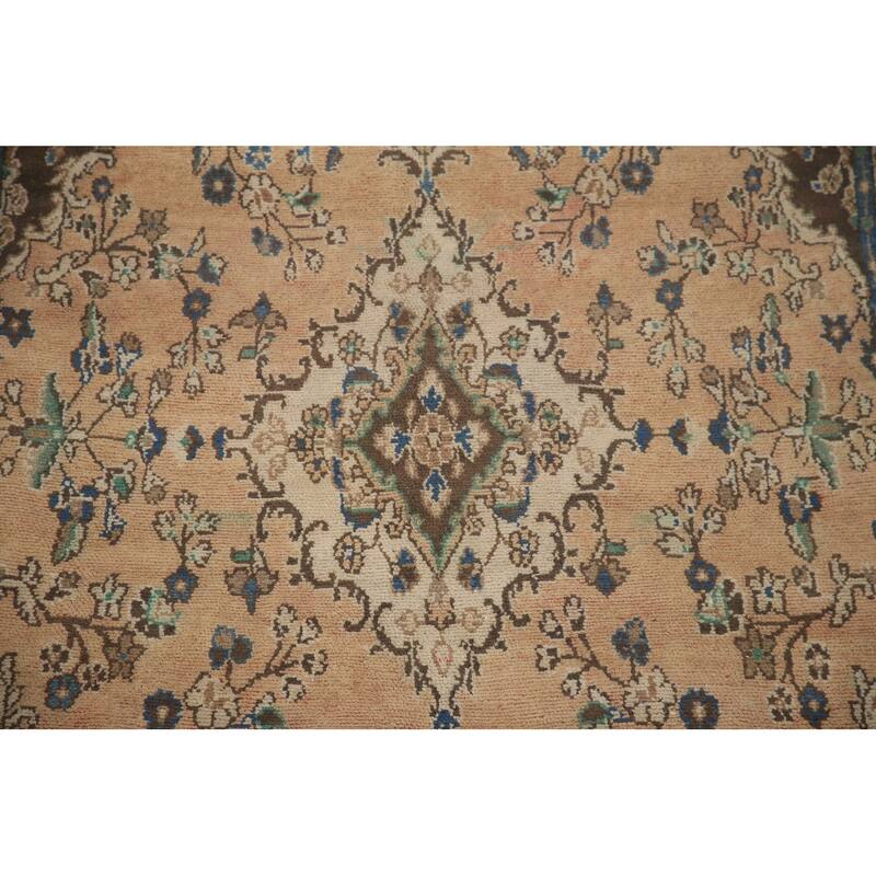 Hand Knotted Oriental 100% Wool Carpet Traditional Floral Peach Hamedan Area Rug - 10' 2'' X 6' 7''