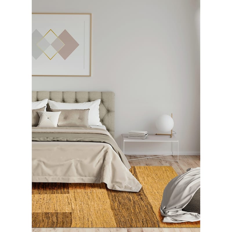 ECARPETGALLERY Flat-Weave Natural Tan Wool Tapestry Kilim - 4'10 x 6'3