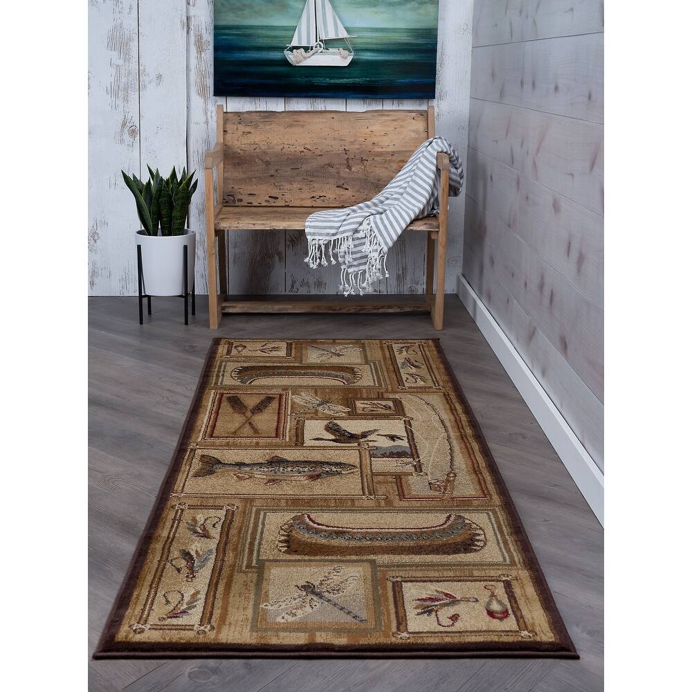 Natural Lodge Novelty Graphic Indoor Area Rug