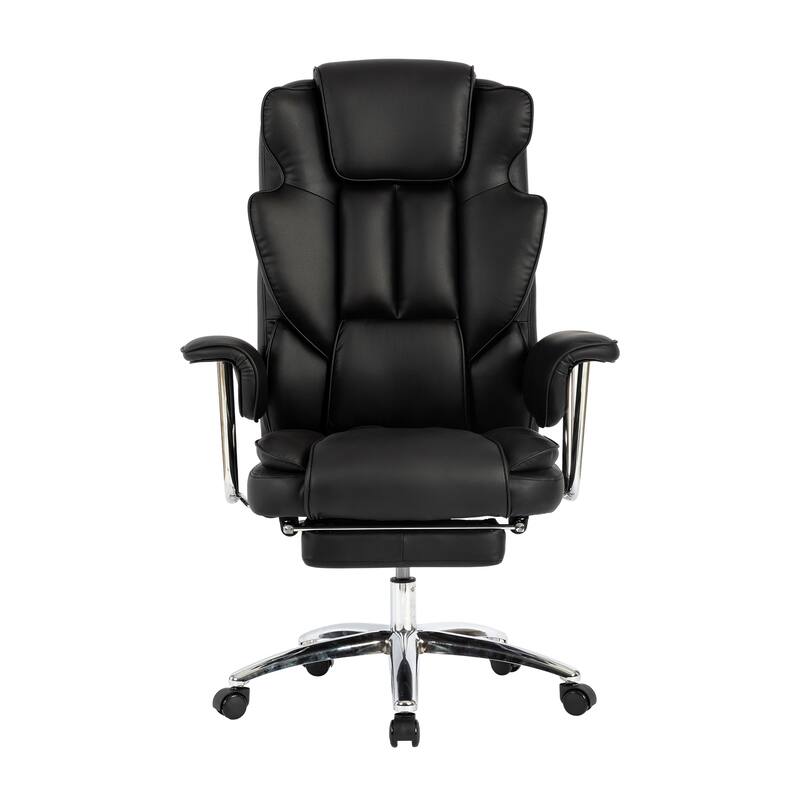 Big and Tall Executive Office Chair with Footrest, Ergonomic Reclining Leather Chair, 500lbs Capacity