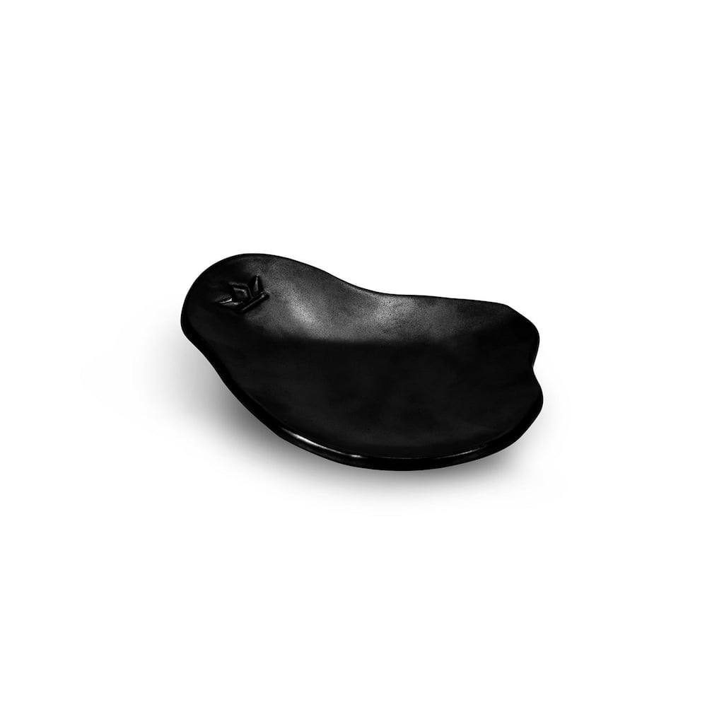 Appetizer Side Plate/Spoon Rest Ceramic Black Matt- Set of 4 - Black Matt