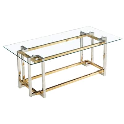 Contemporary Rectangular Glass & Metal Coffee Table