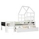 preview thumbnail 9 of 10, Full Size House Bed with Ladder, Storage Drawers, and 2 Blackboard Designs, No Box Spring Needed, White