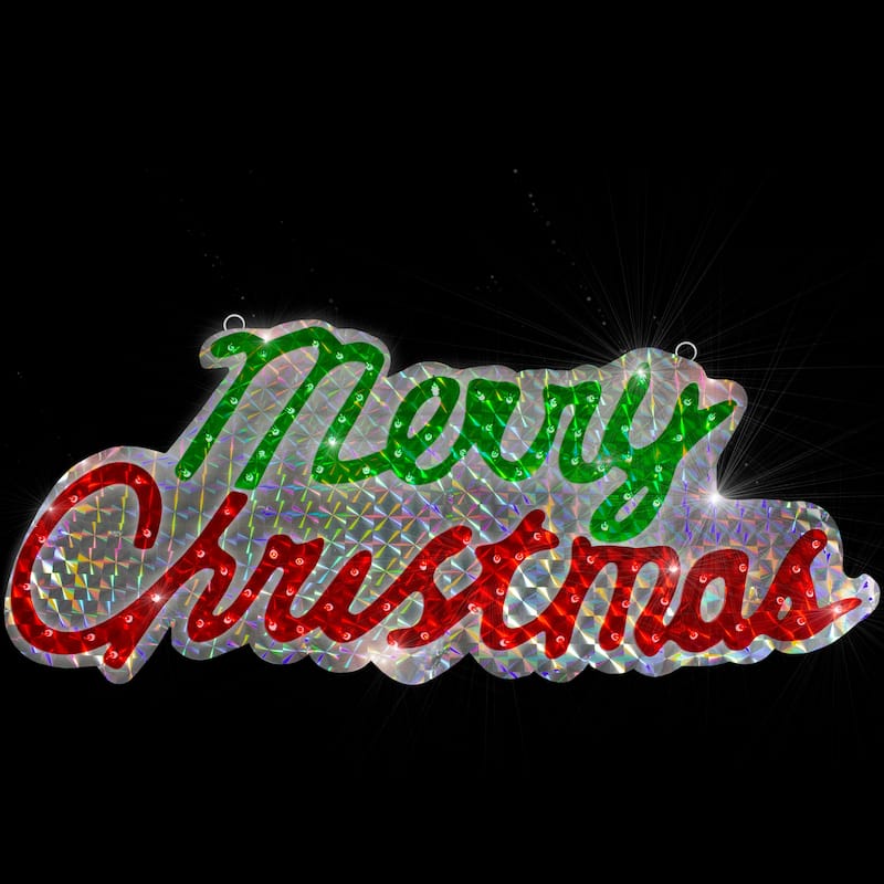 45.5-Inch Lighted Holographic Merry Christmas Sign Outdoor Decoration - 45.5"