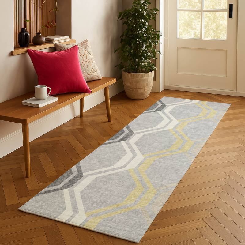Machine Washable Indoor/ Outdoor Contemporary Dimensions Chantille Rug