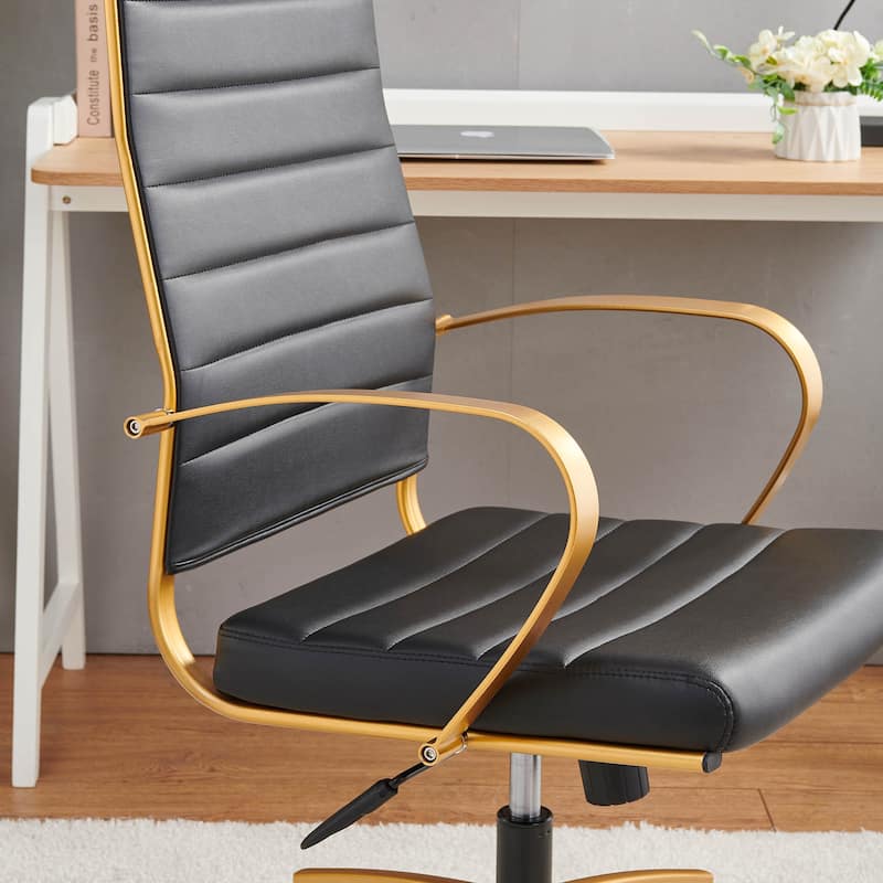 LUXMOD® Office Chair Faux Leather Silver Frame Adjustable and Swivel