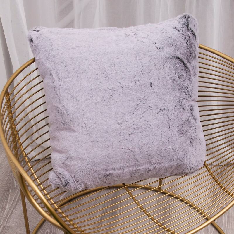Faux Fur Solid Square Grey Pillow - (20" x 20")