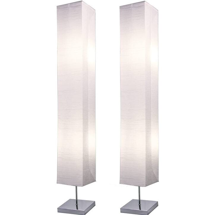 Honors Paper Floor Lamp with Chrome Base and White Paper Shade 2-PACK - White