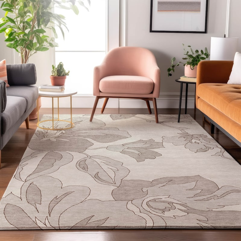 Premium Washable Super Soft Modern Floral Mayfield Rug - Ivory - 8' x 10'