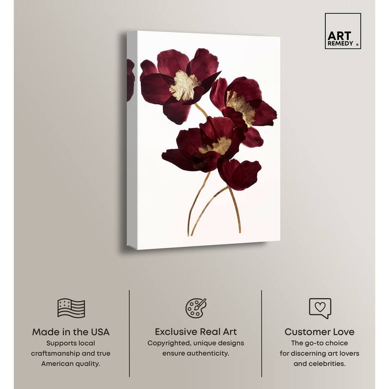 Art Remedy Wine Flowers Gallery Wrapped Floral Fine 1 Piece Canvas Wall Art