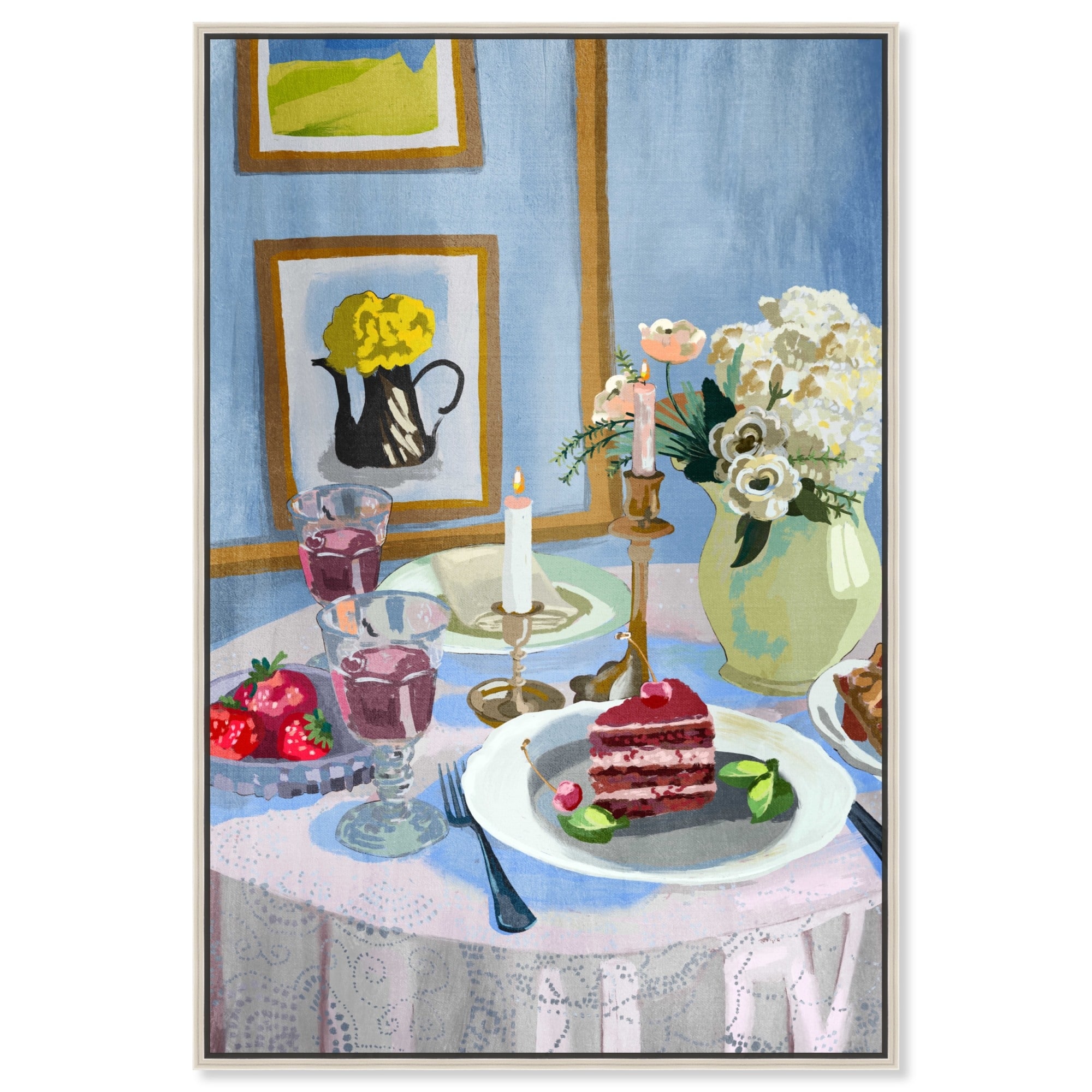 Rose Wine for Two Canvas Modern Kitchen Print by Art Remedy