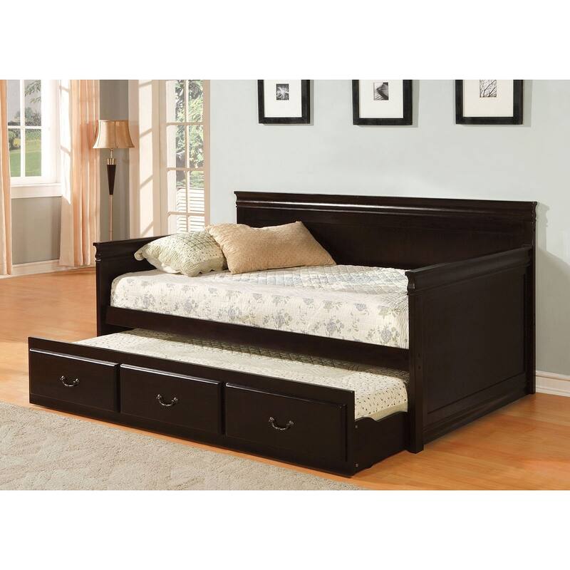 Traditional Twin Daybed with Trundle and Espresso Finish