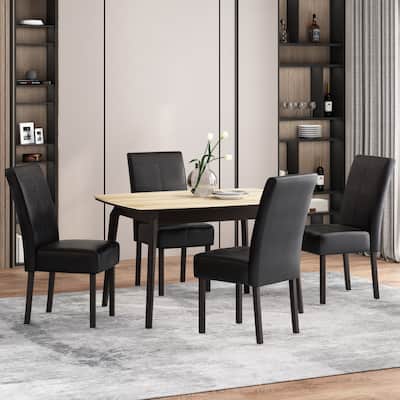 T-stitch Chocolate Brown Bonded Leather Dining Chair (Set of 4) by Christopher Knight Home