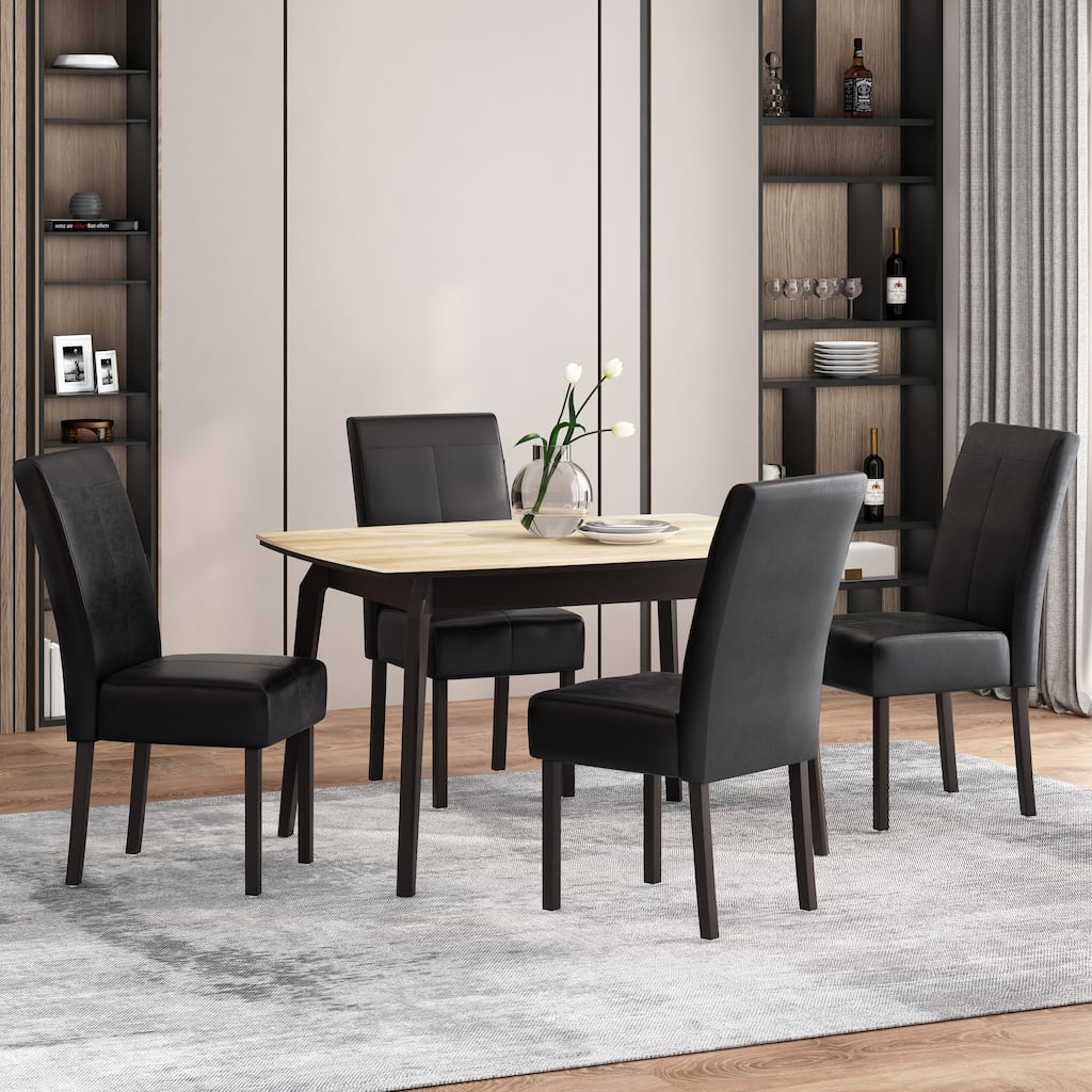 T-stitch Chocolate Brown Bonded Leather Dining Chair (Set of 4) by Christopher Knight Home