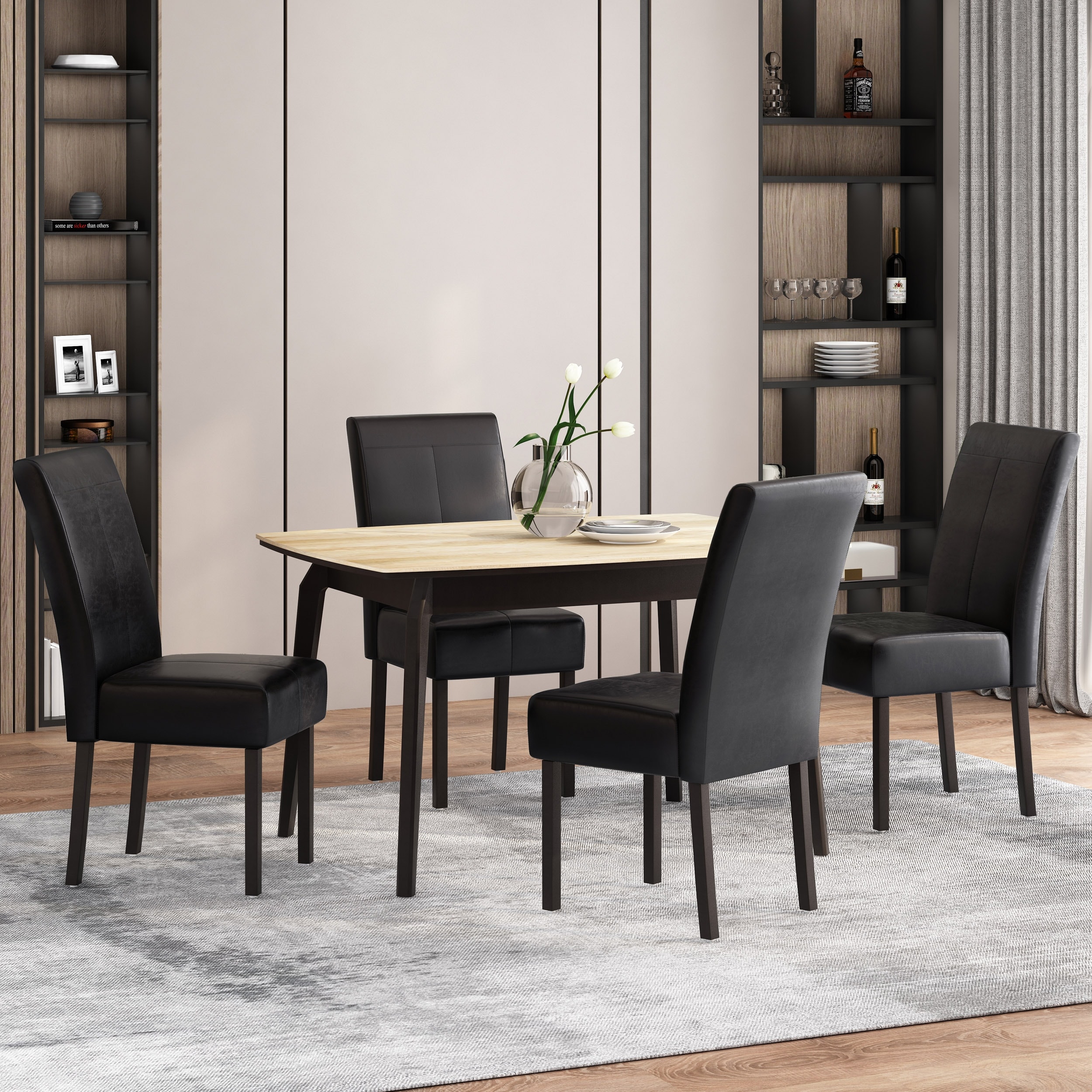 T-stitch Chocolate Brown Bonded Leather Dining Chair (Set of 4) by Christopher Knight Home