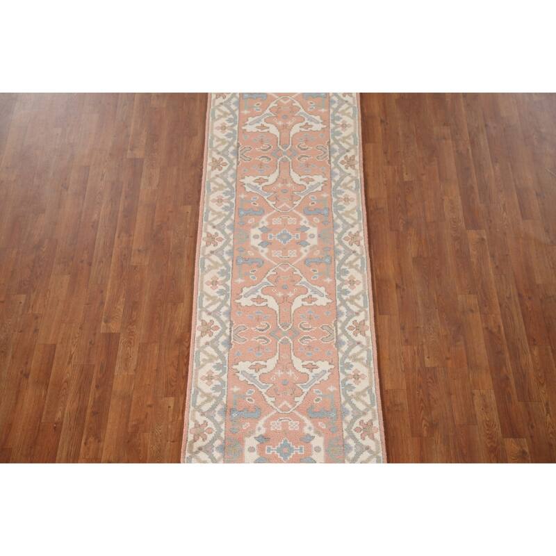 Oushak Indian Runner Rug Handmade Wool Carpet - 2'6"x 9'11"