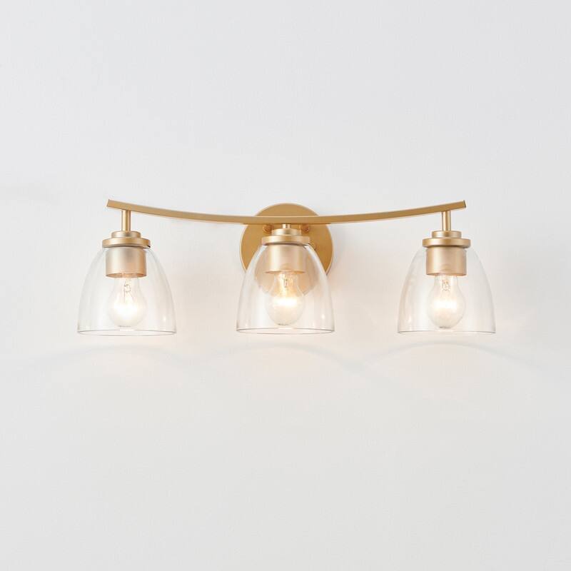 KAWOTI 3-Light Modern Bathroom Vanity with Clear Glass